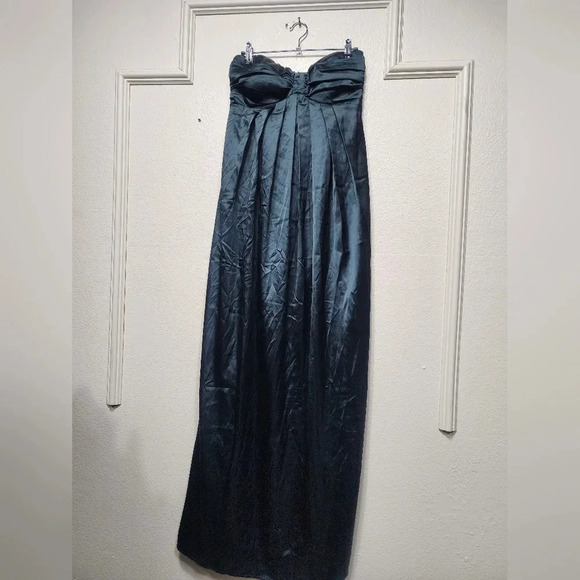 Lulus Memorable Entrance Emerald Green Strapless Satin Maxi Dress S Wedding - Picture 6 of 11